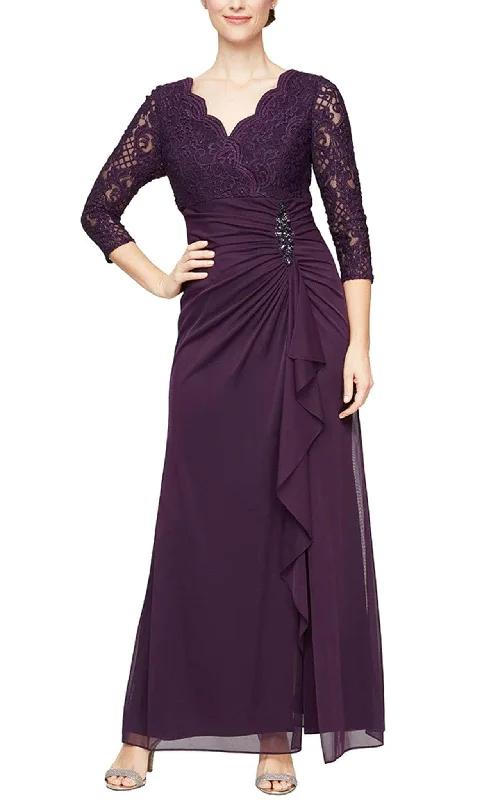 Online Impressions Boutique Alex Evenings 82122469 - Formal Lace-Made High Waist Evening Gown