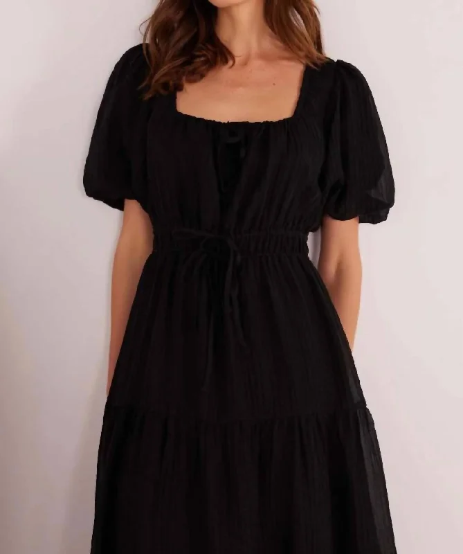 Premium Fashion Amy Tiered Midi Dress In Black