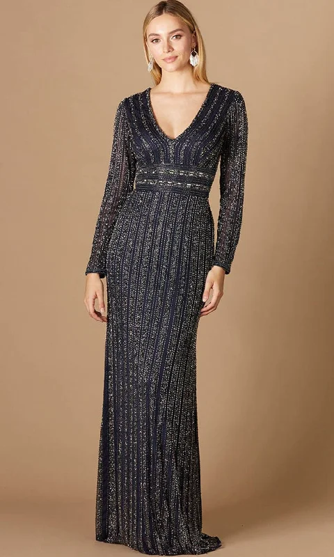 Discount Price Lara Dresses 29343 - Long Sleeved Empire V Neck Evening Gown