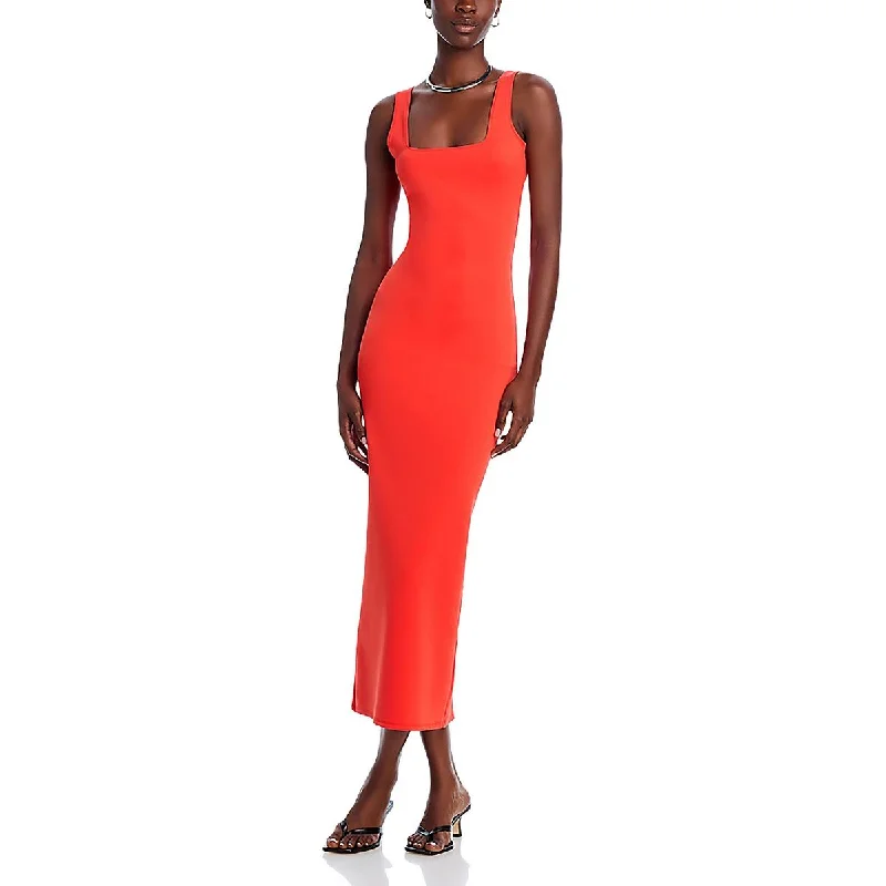 Holiday Glam Womens Square Neck Tank Maxi Dress