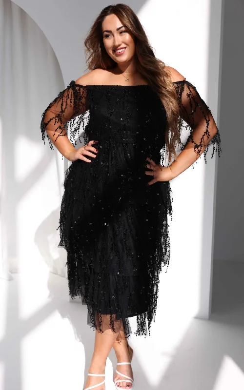 Chic Outfits Fantango Maxi Dress - Black Sequin