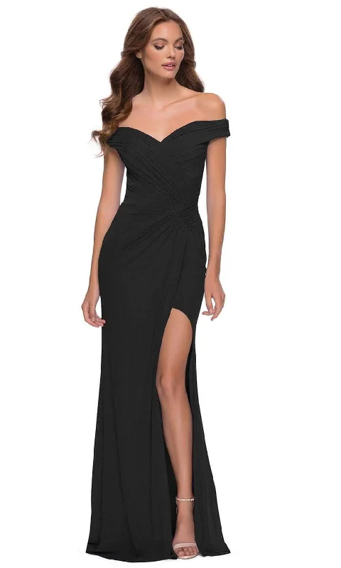 Relaxed Fashion La Femme - V-Neck Fitted Sheath Gown With Slit 29756SC