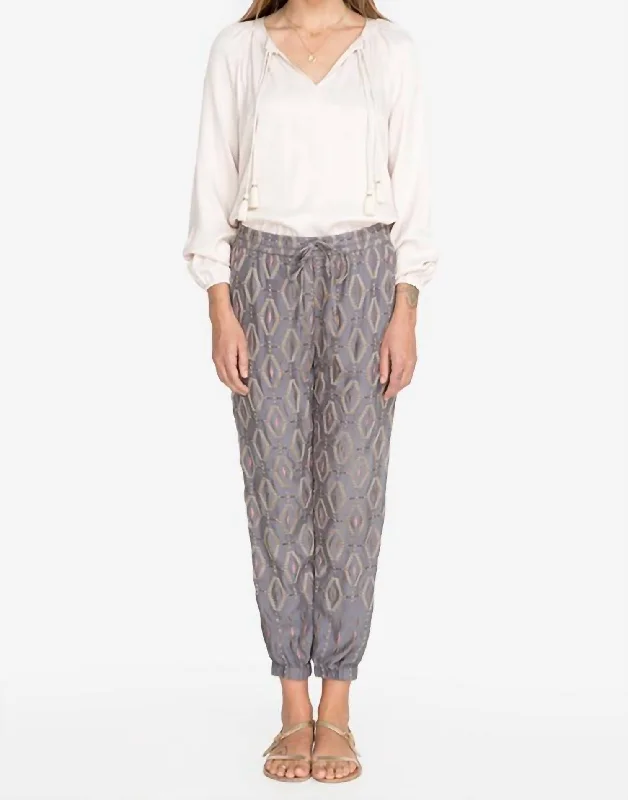 Best Online Boutiques Diamond All Over Embroidered Pant In Dusty Mountain