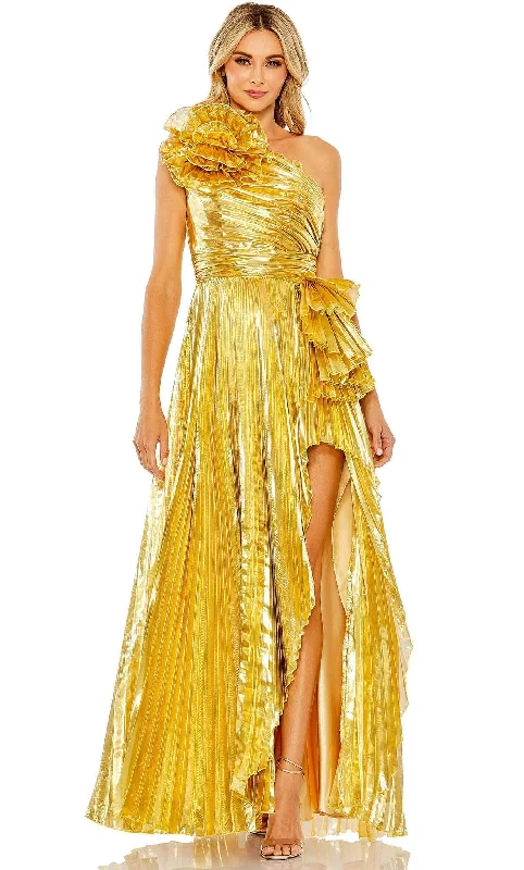 High End Fashion Mac Duggal 11696 - Pleated Charmeuse One Shoulder Gown