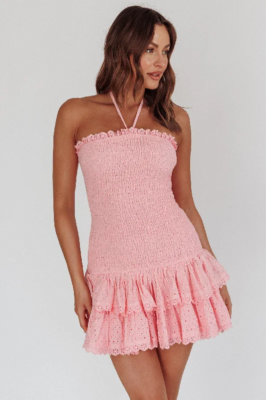 Sale On Clothing Franni Shirred Drop Waist Mini Dress Pink