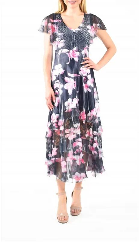 Valentine's Special Flutter Sleeve Maxi Dress In Ina Flower