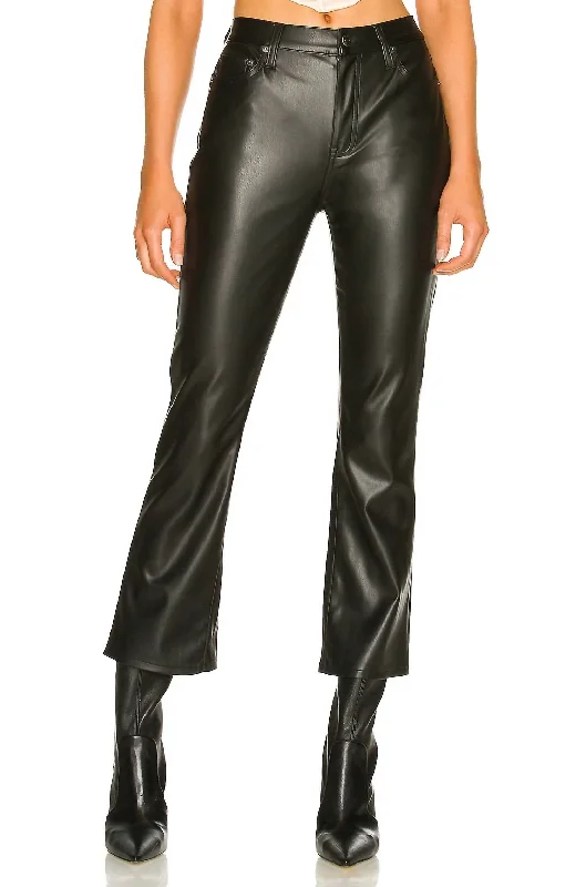 Clothing Sales Lennon Faux Leather Cropped Bootcut Pants In Slate Black