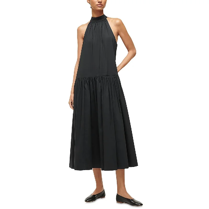 Urban Femme Streetwear Womens Midi Tie at Neck Midi Dress