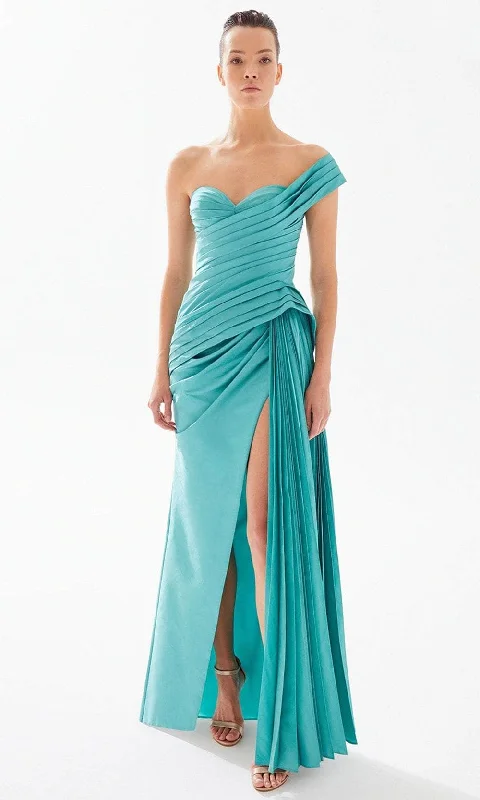 Clothes Woman Tarik Ediz 98324 - One-Shoulder Fitted Bodice Evening Gown