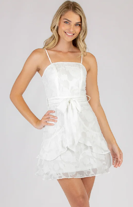 Clearance Sale Hot little White Strapless Mini Dress with Frill Hem Details