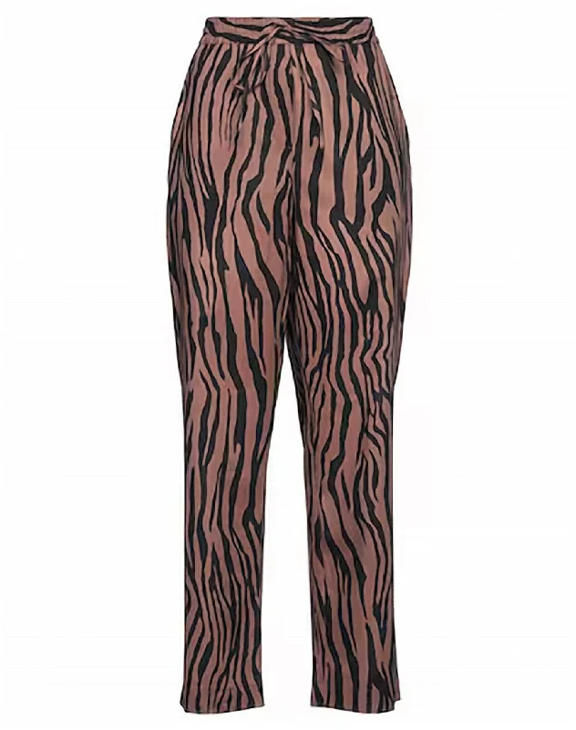 Sale For Women Women Zebra Print Pant In Chocolate.