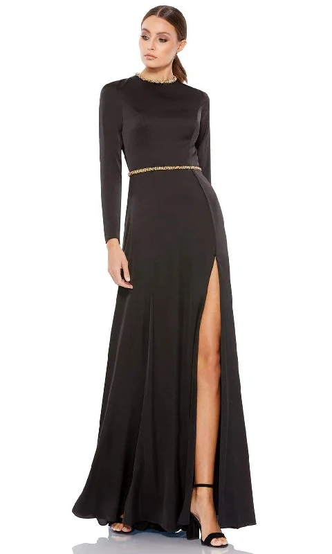 Chic And Comfortable Ieena Duggal - 26524 Crystal Trim Long Sleeve High Slit A-Line Gown