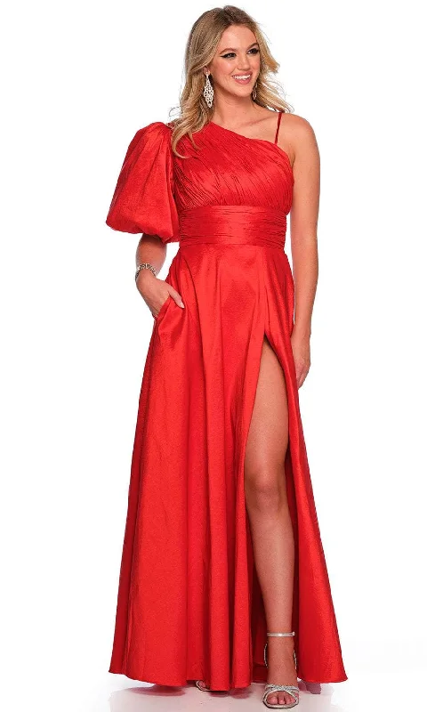 Best Online Clothing Boutiques Dave & Johnny 11577 - Ruched Puff Sleeve Prom Gown