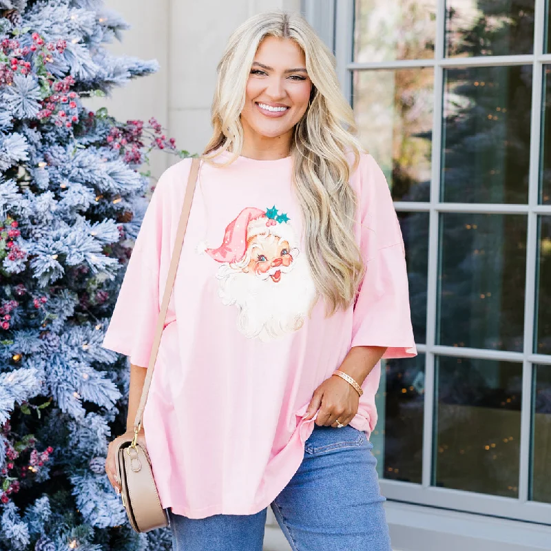 Clearance Sale Vintage Santa Boyfriend Tee, Dusty Pink