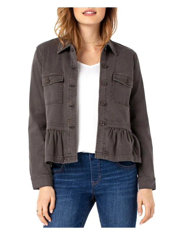 Womens Peplum Short Trucker Jacket