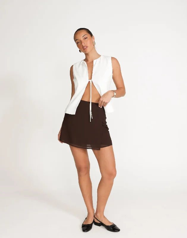 Free Spirited Fashion Abby Mini Skirt (Cocoa)