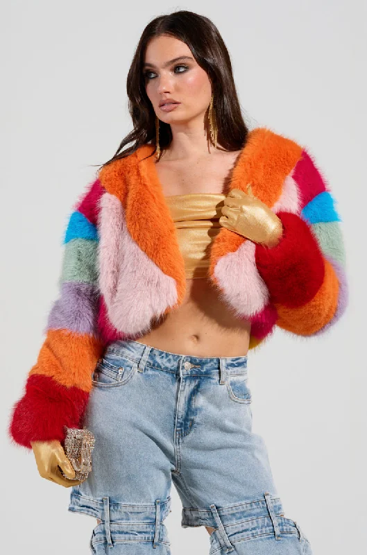 Ride The Style Wave CALL ME CRAZY RAINBOW FUR JACKET