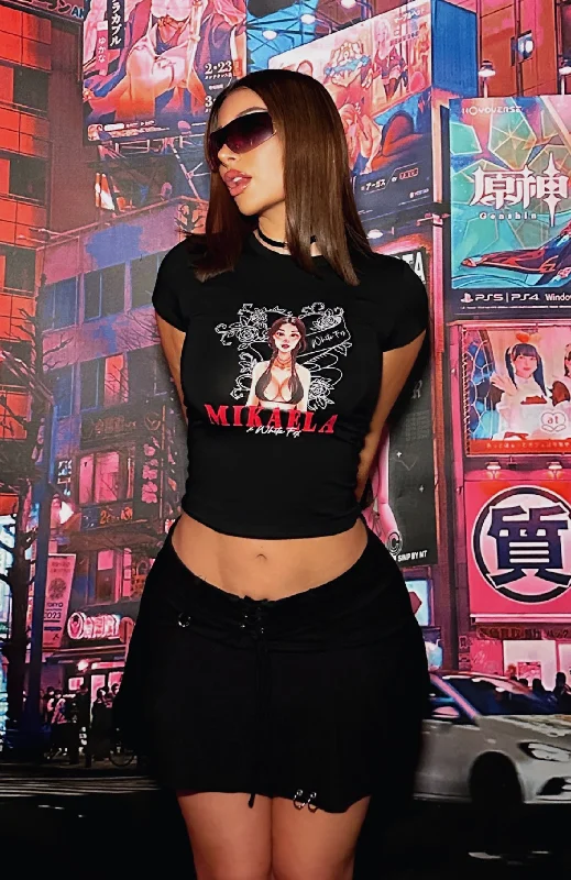 Trendy Boutique Online Anime Mik Baby Tee Black