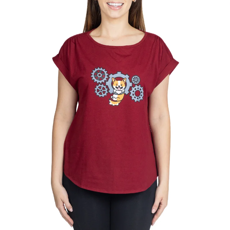 Wardrobe Upgrade Corgi & Cogs Maroon Top