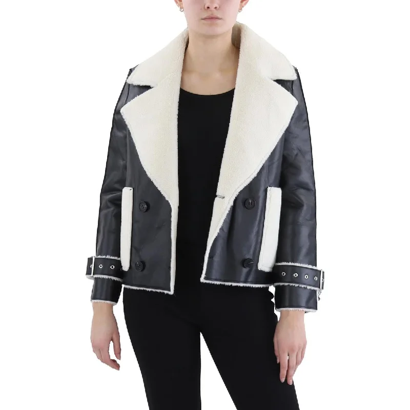 The Latest Fashion Trends Womens Leather Sherpa Glacier Shield Coat