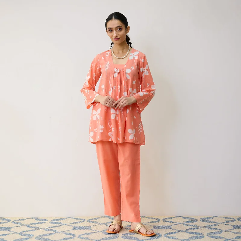 Women Wear Boutique Peach Inaaya Cotton Co-ord Set