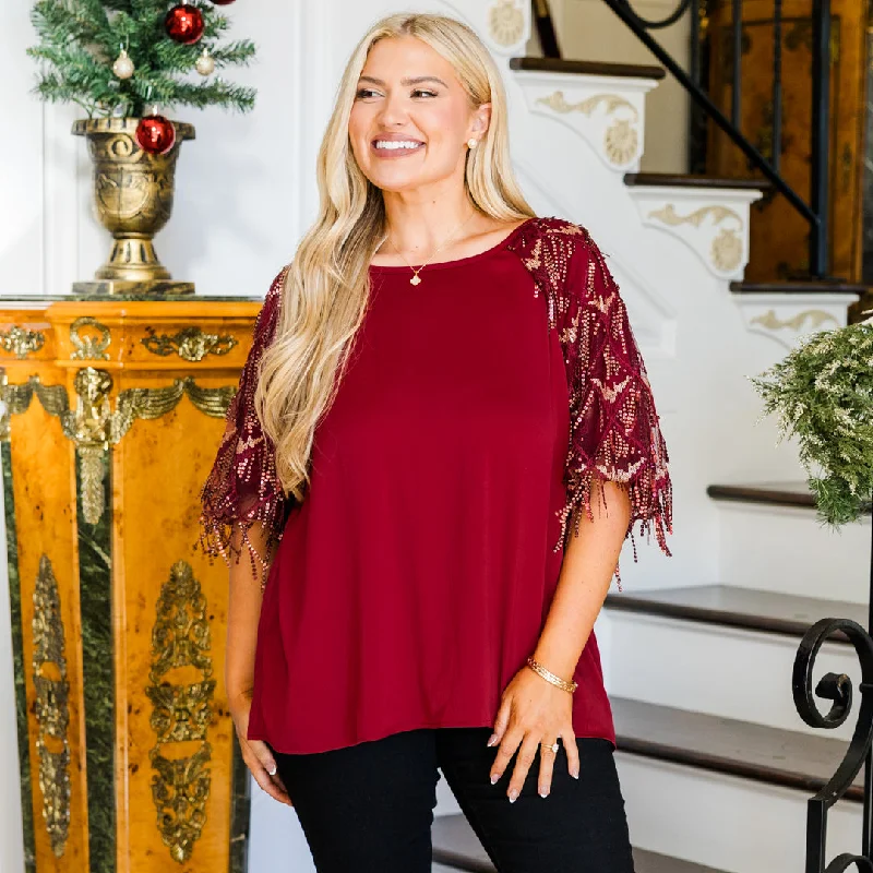 Clothes For Woman Bring The Glam Top, Red