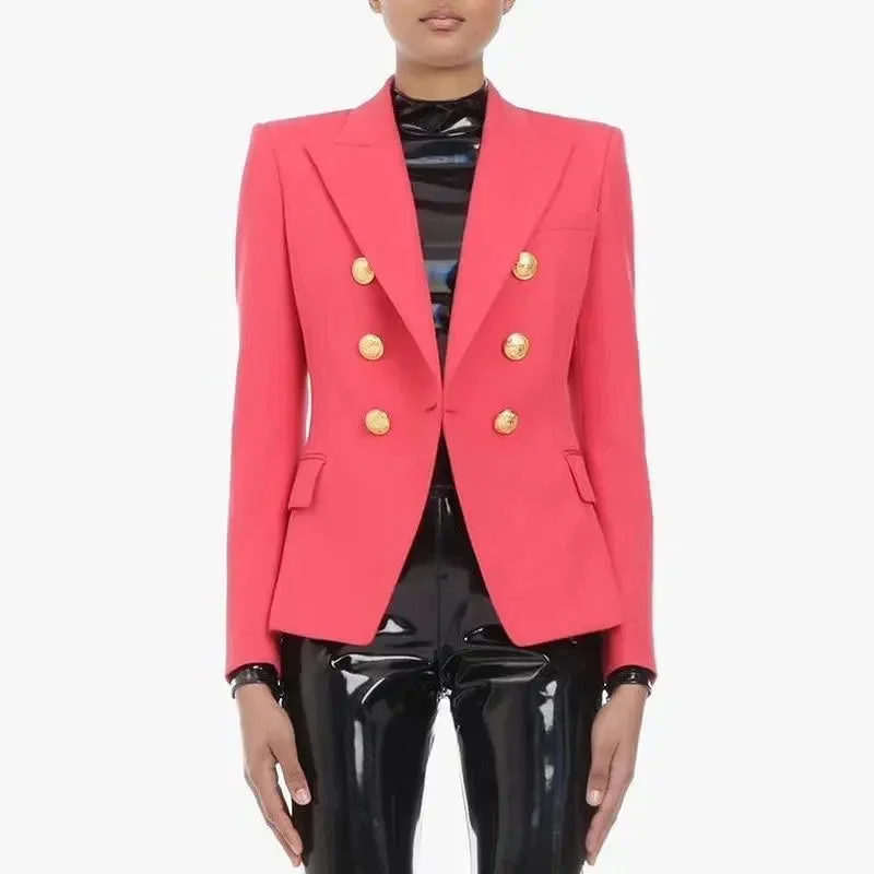 Trendsetter's Closet Coral Red Blazer Women - Casual - Plain-Solid