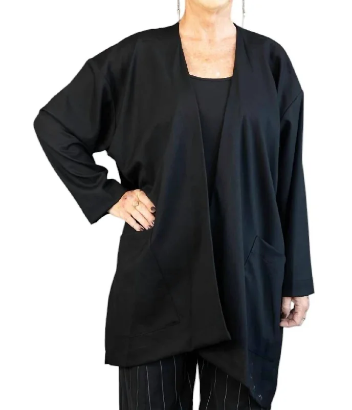 Boxy Kimono Jacket In Black