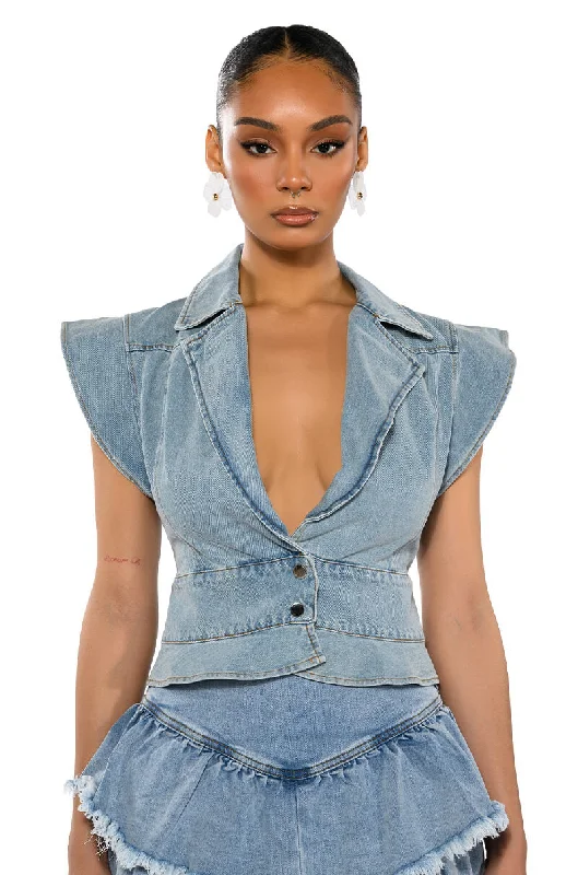 Women Apparel SAG HARBOR MUSCLE DENIM VEST