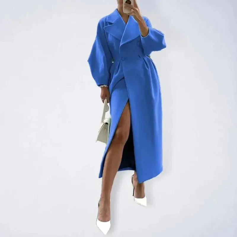 Versatile Wardrobe Essentials Retro Court Style Woolen Overcoat with Lantern Sleeves