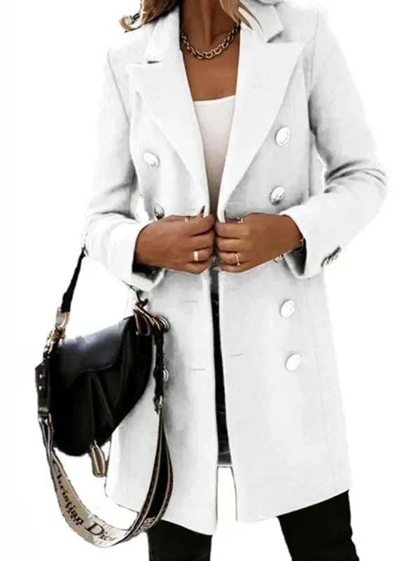 Online Boutiques Double-Breasted Women Woolen Coat