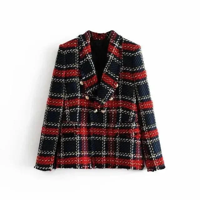 Limited Time Offer Women Plaid Tweed Blazer Women - Casual - Plaid