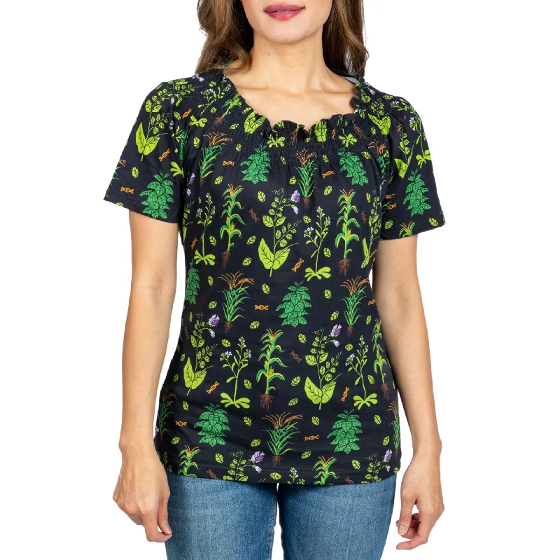 Vintage Fashion Genetic Plants Smocked Top