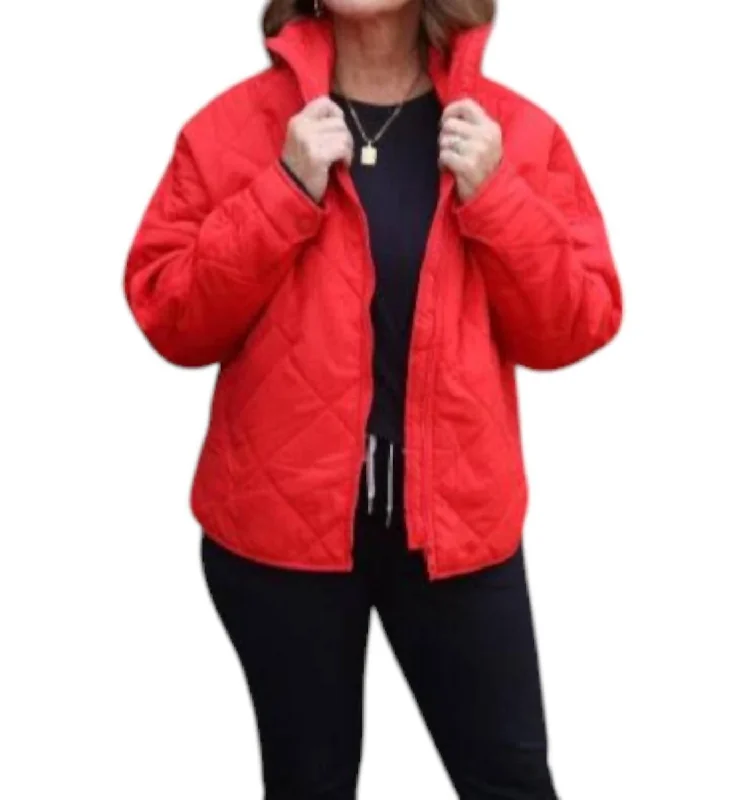 Quilted Puffer Jacket In Red