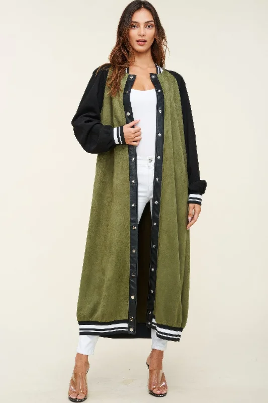 Outlet Clothing FASHNZFAB Women's Maxi Faux Suede Jacket