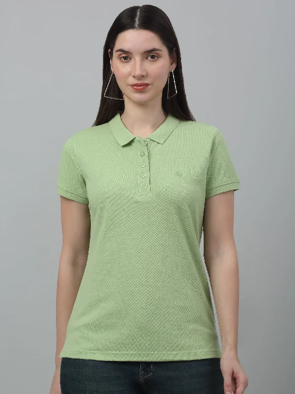 Hot Styles Women's Casual Regular Short Sleeve MintGreen Polo neck  T-Shirt