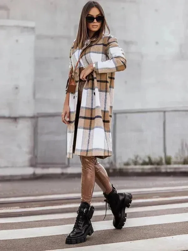 Fresh Styles, Fresh Deals Plaid Double-Breasted Women Coat