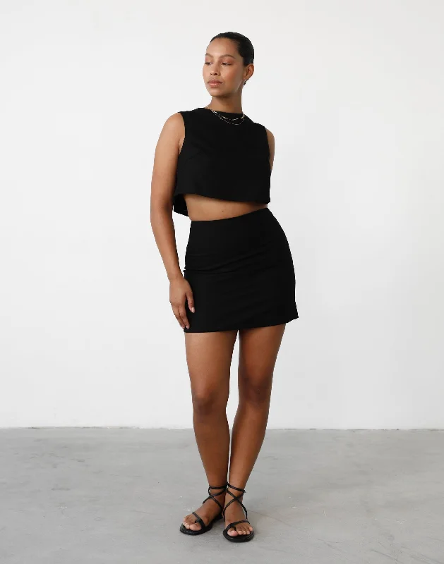 Flash Sale Event Como Linen Mini Skirt (Black)