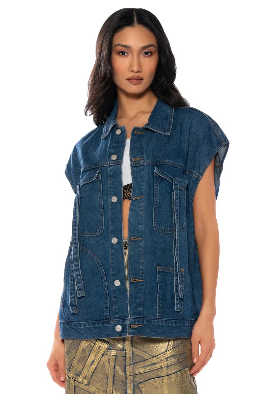 High End Women's Wear TAKE A WALK OVERSIZED DENIM VEST