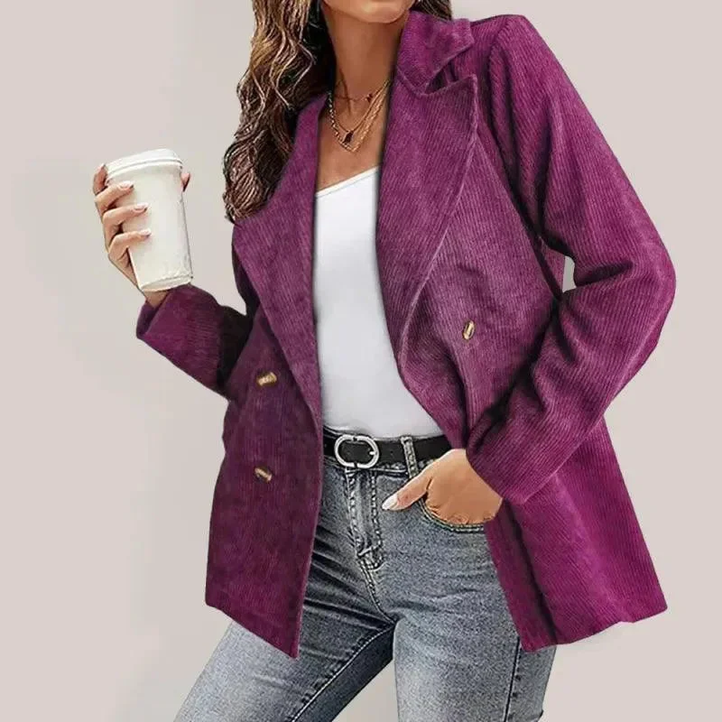 Business Casual Outfits Corduroy  Pea Coat for Women