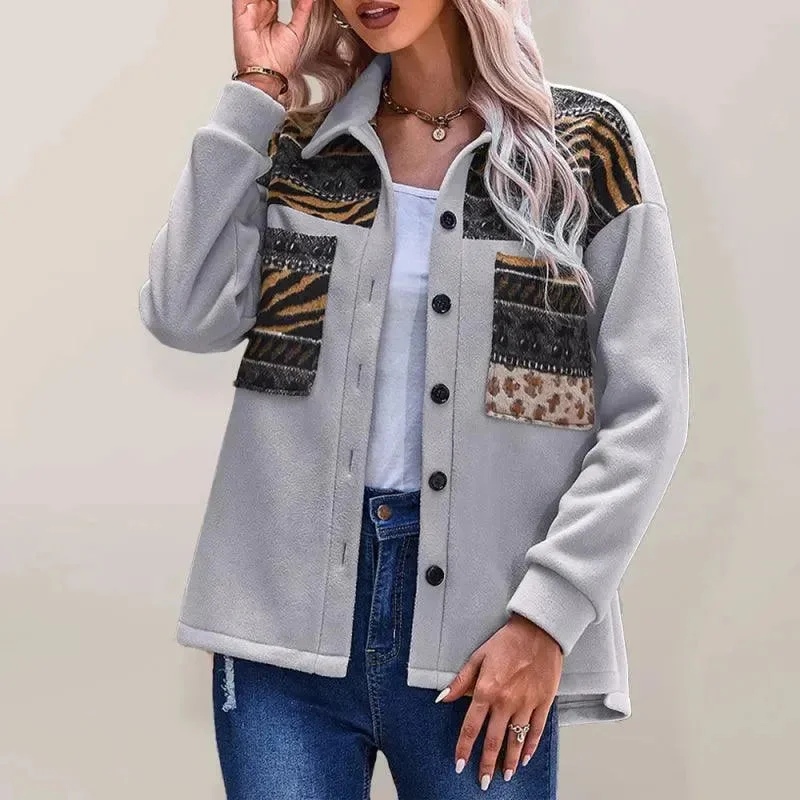 Luxury Fashion Stylish Patchwork V-Neck Women Coat