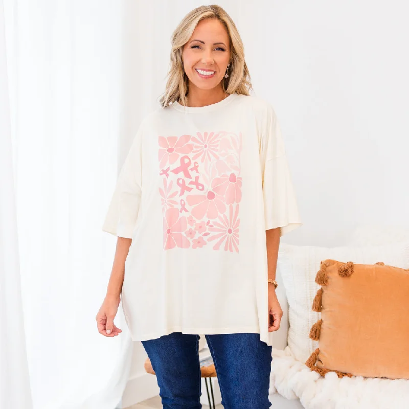 Winter Wardrobe Clearance Power Of Pink Boyfriend Tee, Ivory