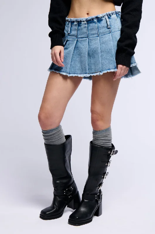 Gorgeous Glamour Collection COOL GIRL PLEATED DISTRESSED MINI SKIRT