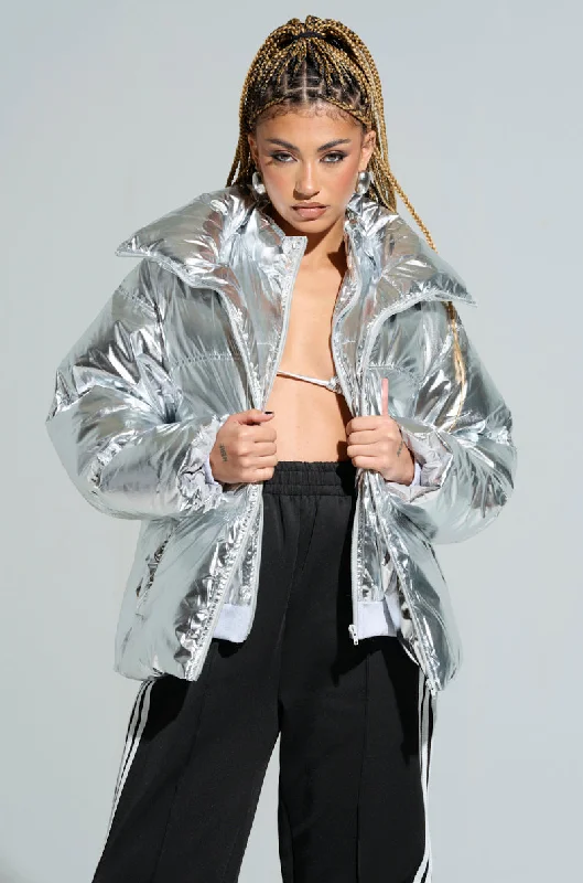 Effortless Chic Apparel SPACE CASE METALLIC PUFFER