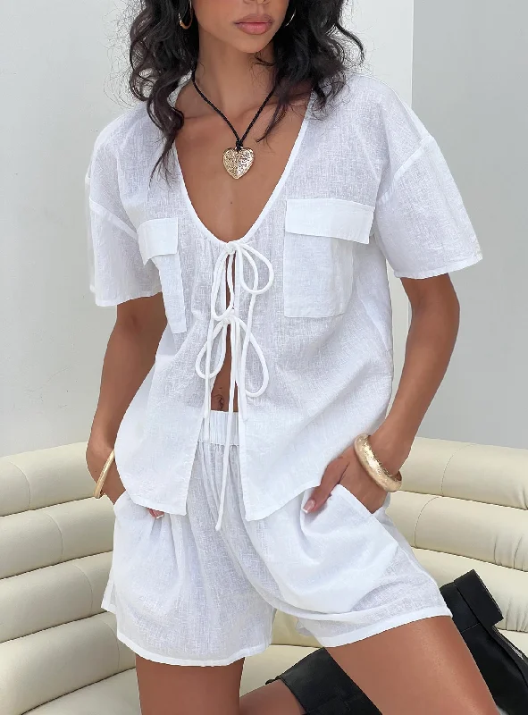 Relaxed Style Hemenway Tie Front Set White