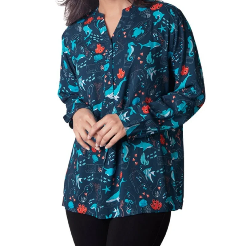 Women Fashion Save the Ocean Long Sleeve Tunic Top [FINAL SALE]