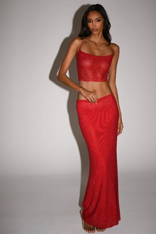 Seasonal Sale Erika Diamante Maxi Skirt - Vermilion Red