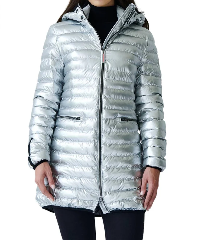 Shannon Vegan Down Coat In Silver