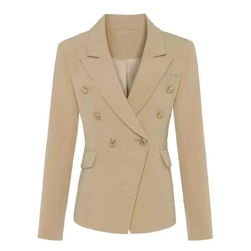 Fashion Forward On Duty Khaki Blazer Women - Casual - Plain-Solid