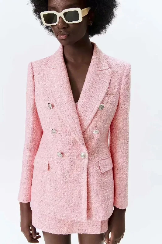 Absurdly Cheap Sale Pink Tweed Shorts Suit - Women Suit